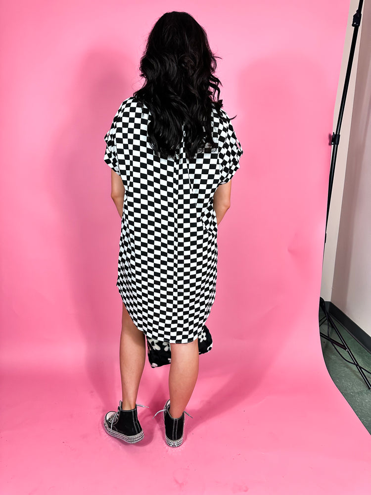 ELDER EMO CHECKERED SHIRT DRESS