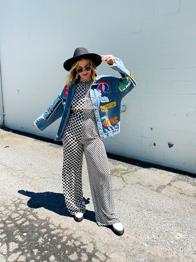 MEET ME IN THE CITY CHECKERED JUMPSUIT
