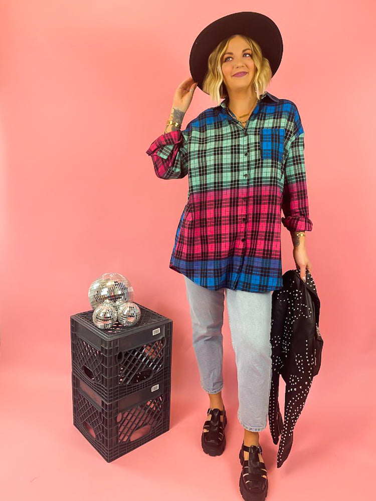 MAKE IT HAPPEN COLORBLOCK FLANNEL