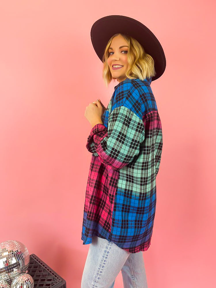 MAKE IT HAPPEN COLORBLOCK FLANNEL