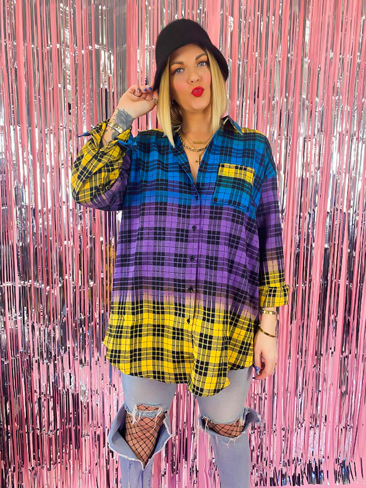 MAKE IT HAPPEN COLORBLOCK FLANNEL