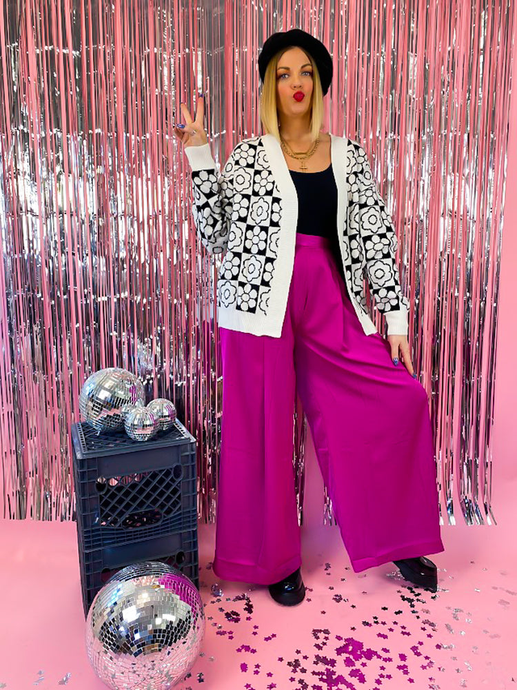 KARMA IS A QUEEN SATIN WIDE LEG PANTS