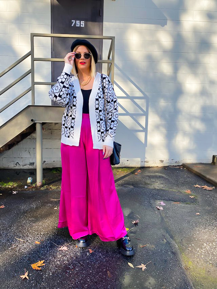 KARMA IS A QUEEN SATIN WIDE LEG PANTS