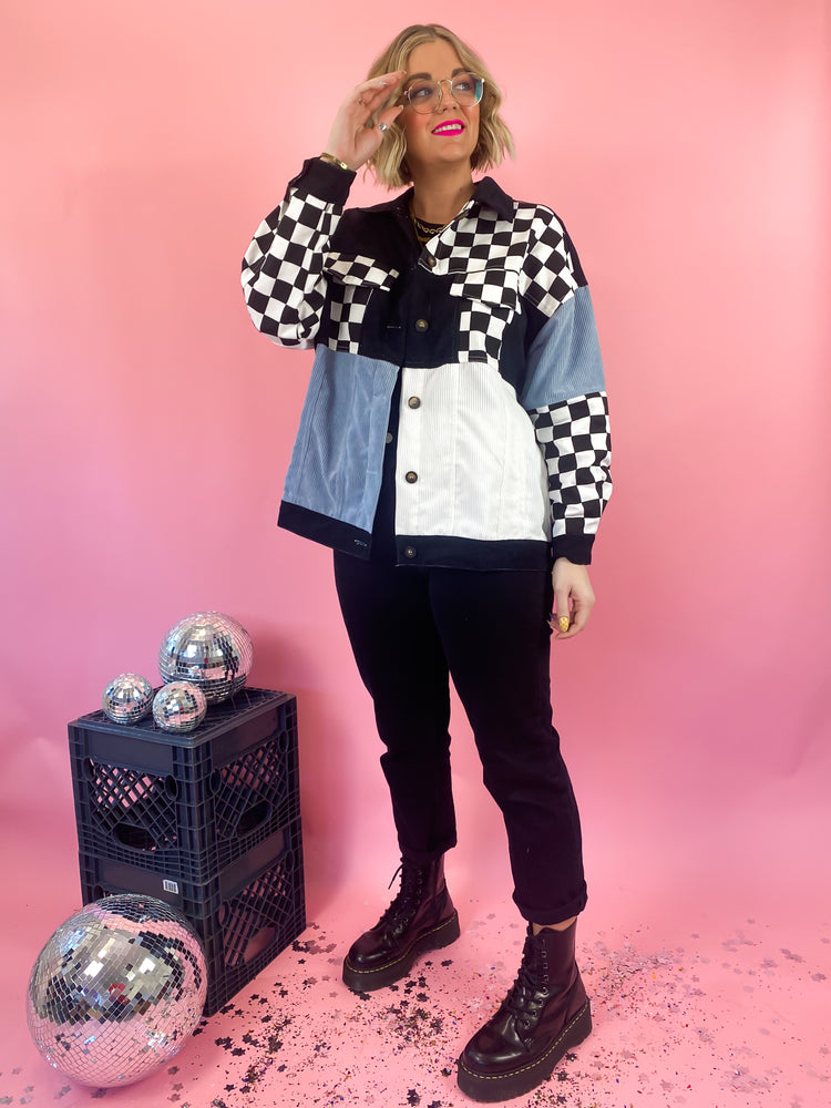 LATE NIGHT TALKING MIXED MEDIA JACKET S-3XL