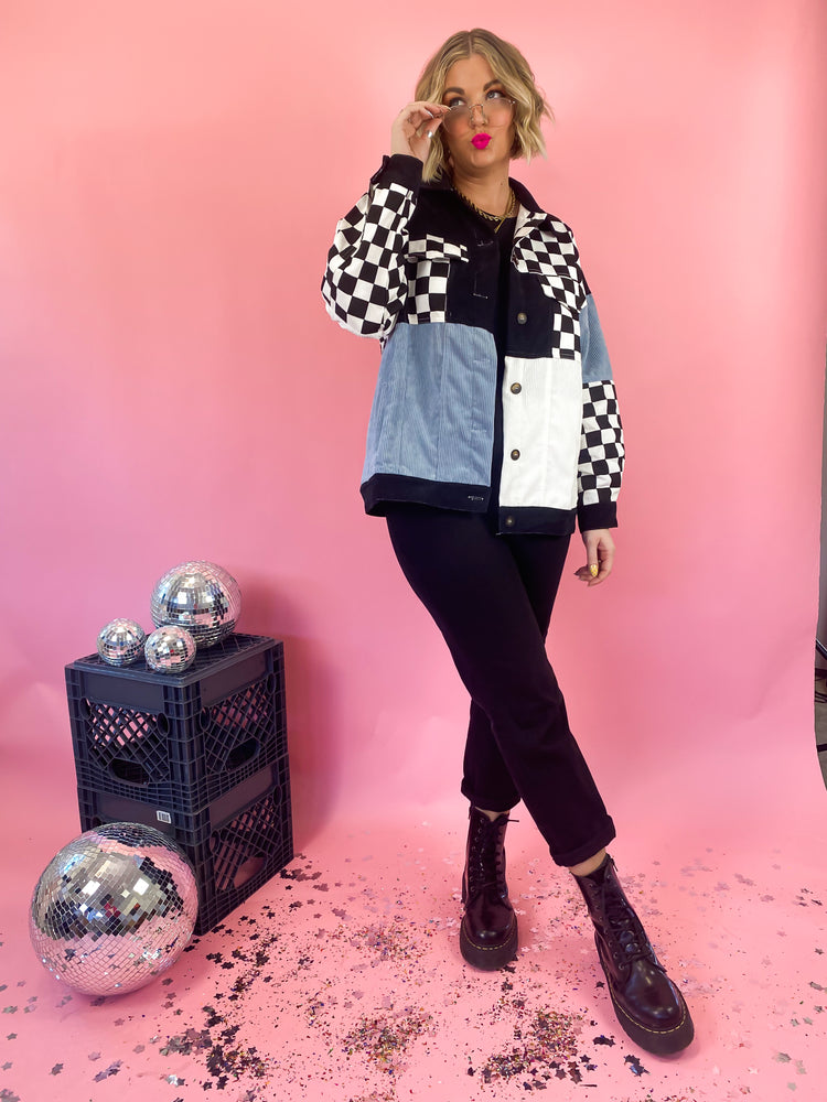 LATE NIGHT TALKING MIXED MEDIA JACKET S-3XL