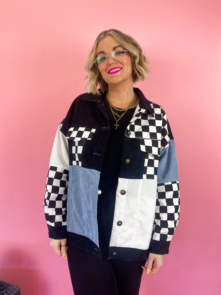 LATE NIGHT TALKING MIXED MEDIA JACKET S-3XL