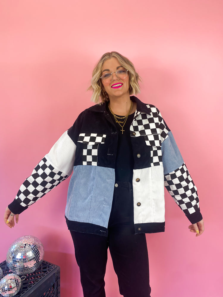 LATE NIGHT TALKING MIXED MEDIA JACKET S-3XL