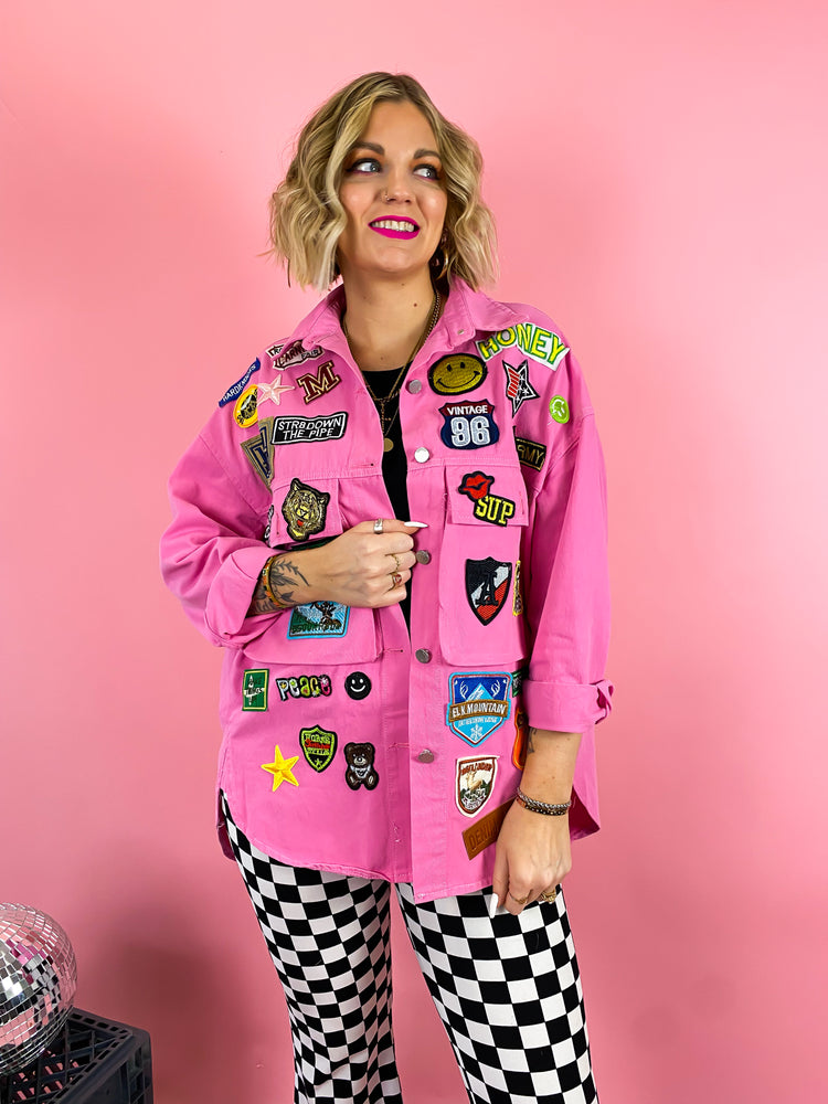NO BAD VIBES PATCHED OUT LUXE JACKET *JUST RESTOCKED!*