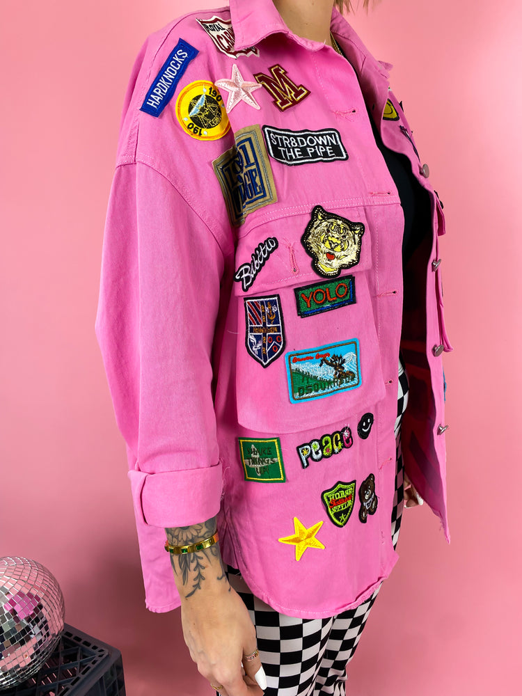 NO BAD VIBES PATCHED OUT LUXE JACKET *JUST RESTOCKED!*