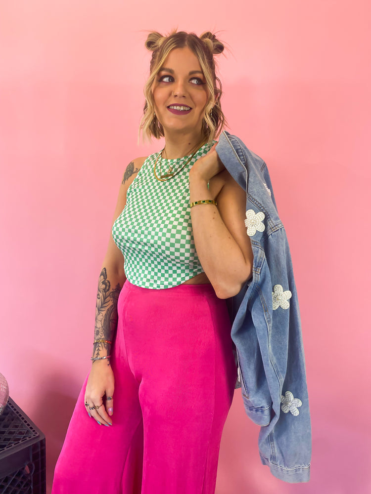 MIXTAPE CHECKERED PRINT CROP TOP *S-XL!*