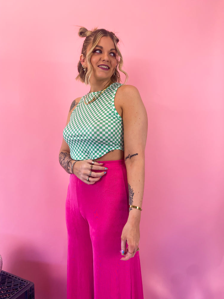 MIXTAPE CHECKERED PRINT CROP TOP *S-XL!*