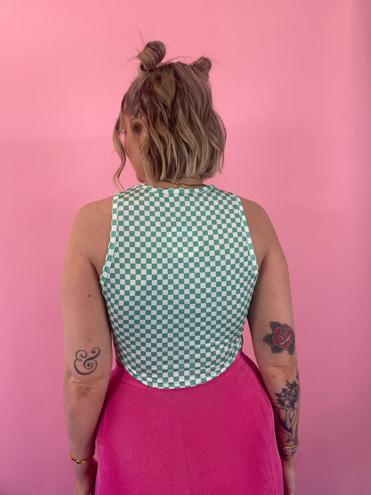 MIXTAPE CHECKERED PRINT CROP TOP *S-XL!*