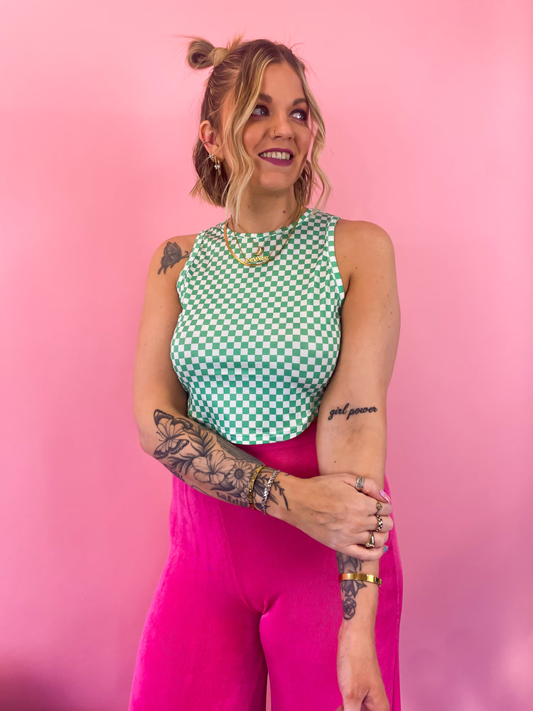 MIXTAPE CHECKERED PRINT CROP TOP *S-XL!*