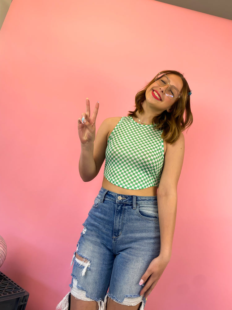 MIXTAPE CHECKERED PRINT CROP TOP *S-XL!*