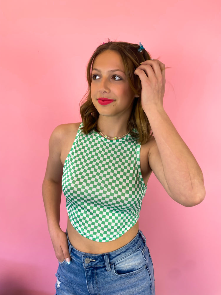 MIXTAPE CHECKERED PRINT CROP TOP *S-XL!*