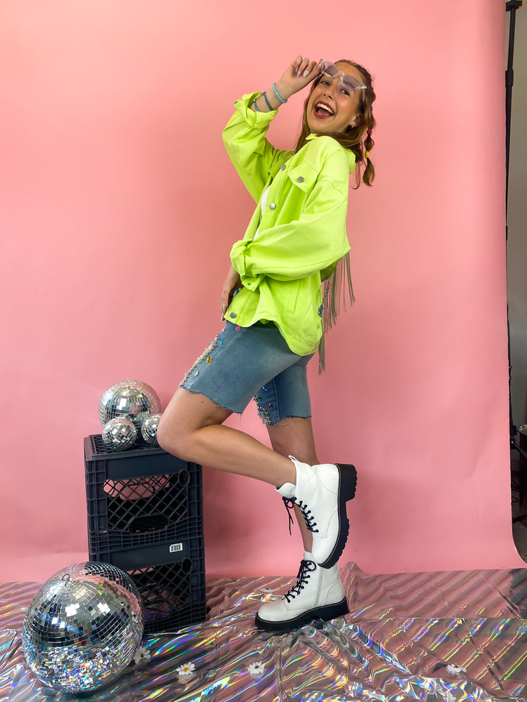 SHIMMER & SHINE EMBELLISHED DENIM BERMUDA SHORTS *S-XL!*