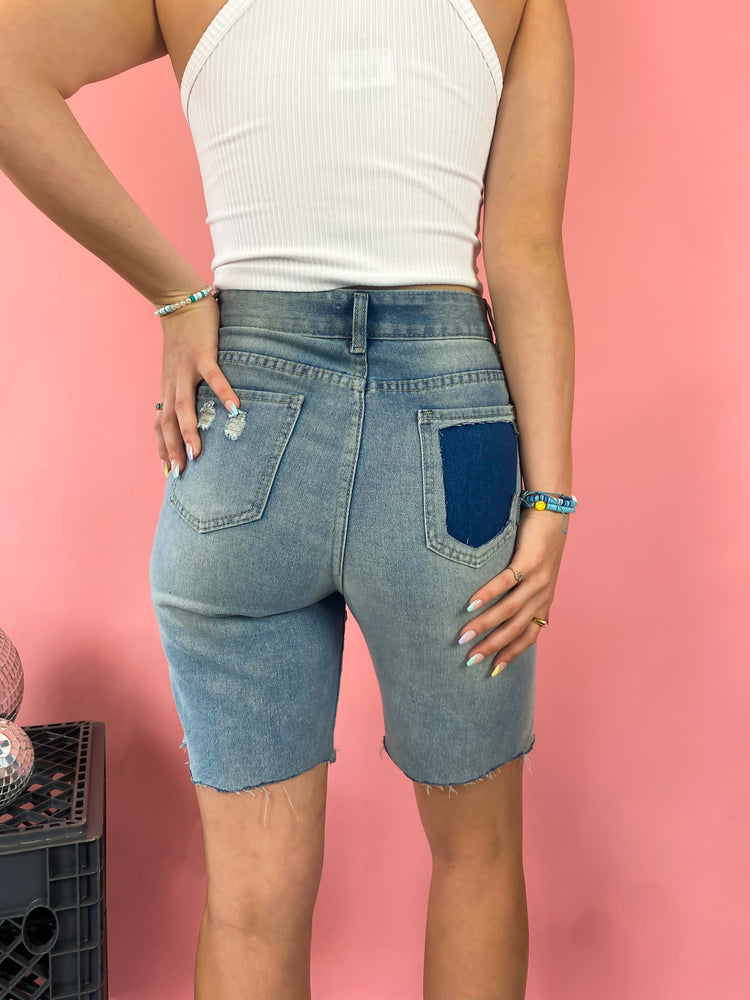 SHIMMER & SHINE EMBELLISHED DENIM BERMUDA SHORTS *S-XL!*