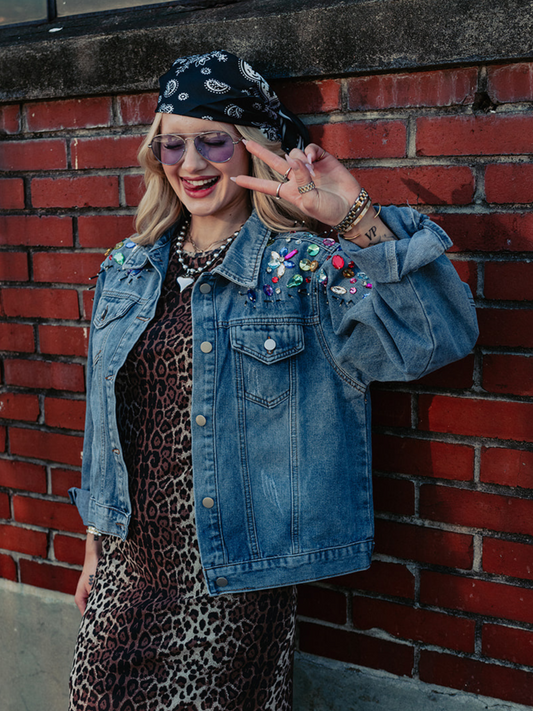RAINBOW RIOT LUXE DENIM JACKET