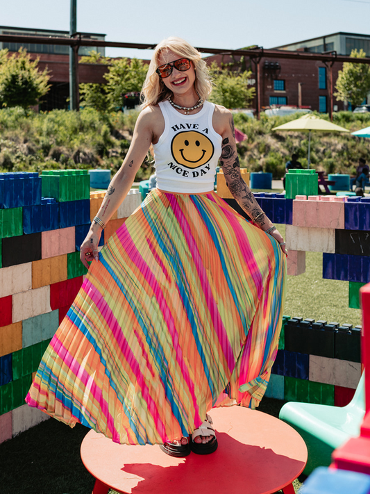 COLOR OUTSIDE THE LINES PLEATED SKIRT