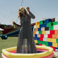 FIERCE FEMALE MESH MAXI DRESS IN CHECKERED PRINT S-3XL
