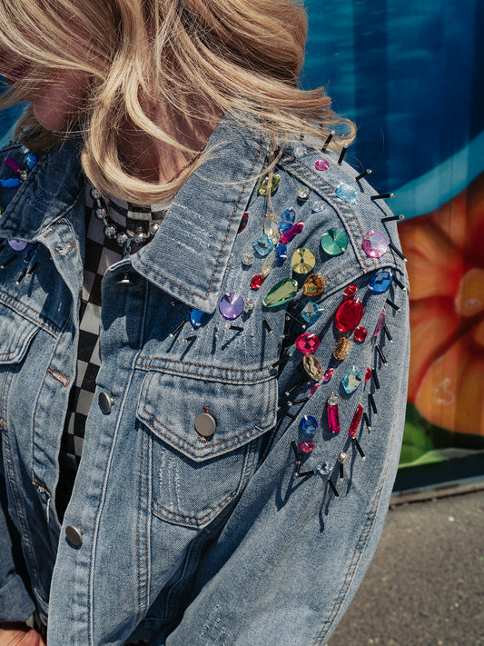 RAINBOW RIOT LUXE DENIM JACKET