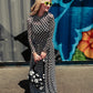 FIERCE FEMALE MESH MAXI DRESS IN CHECKERED PRINT S-3XL