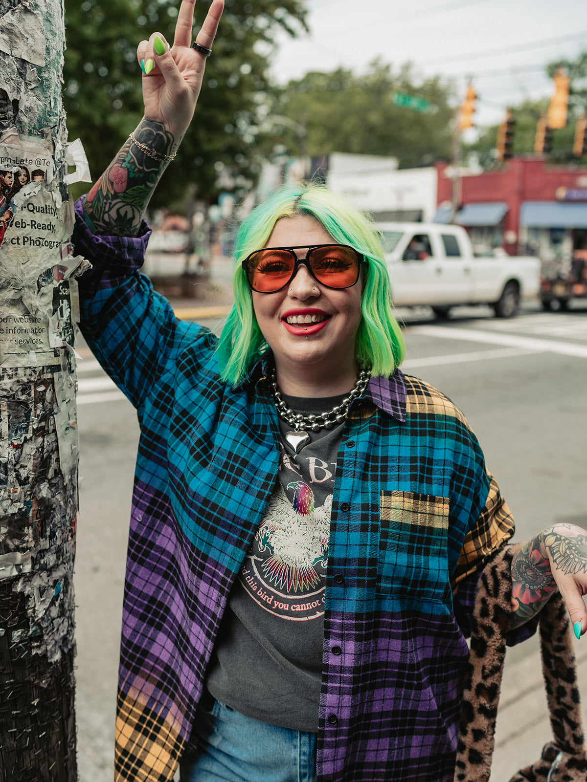 GRUNGE GODDESS COLORBLOCK PLAID