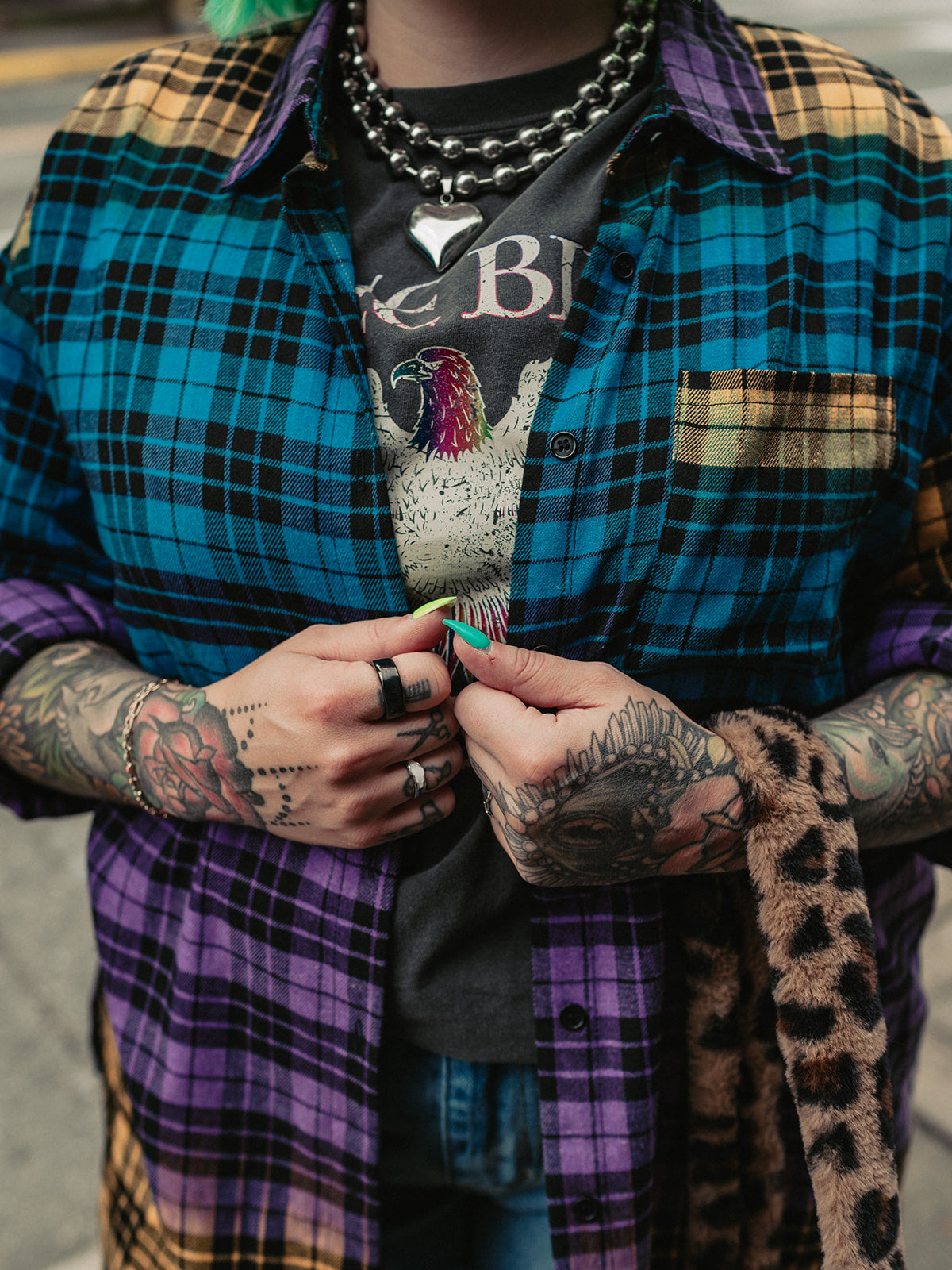 GRUNGE GODDESS COLORBLOCK PLAID