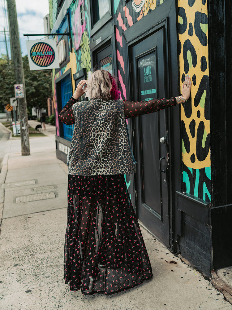 DON'T TAME ME LEOPARD DENIM VEST S-XL