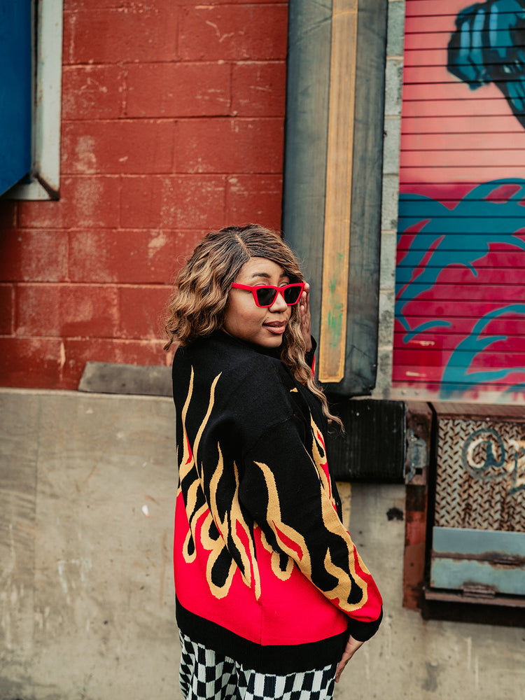 GIRL ON FIRE KNIT CARDIGAN