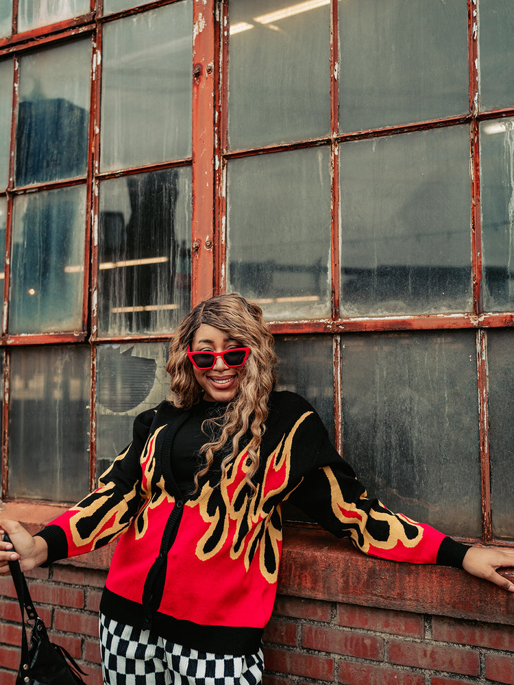 GIRL ON FIRE KNIT CARDIGAN