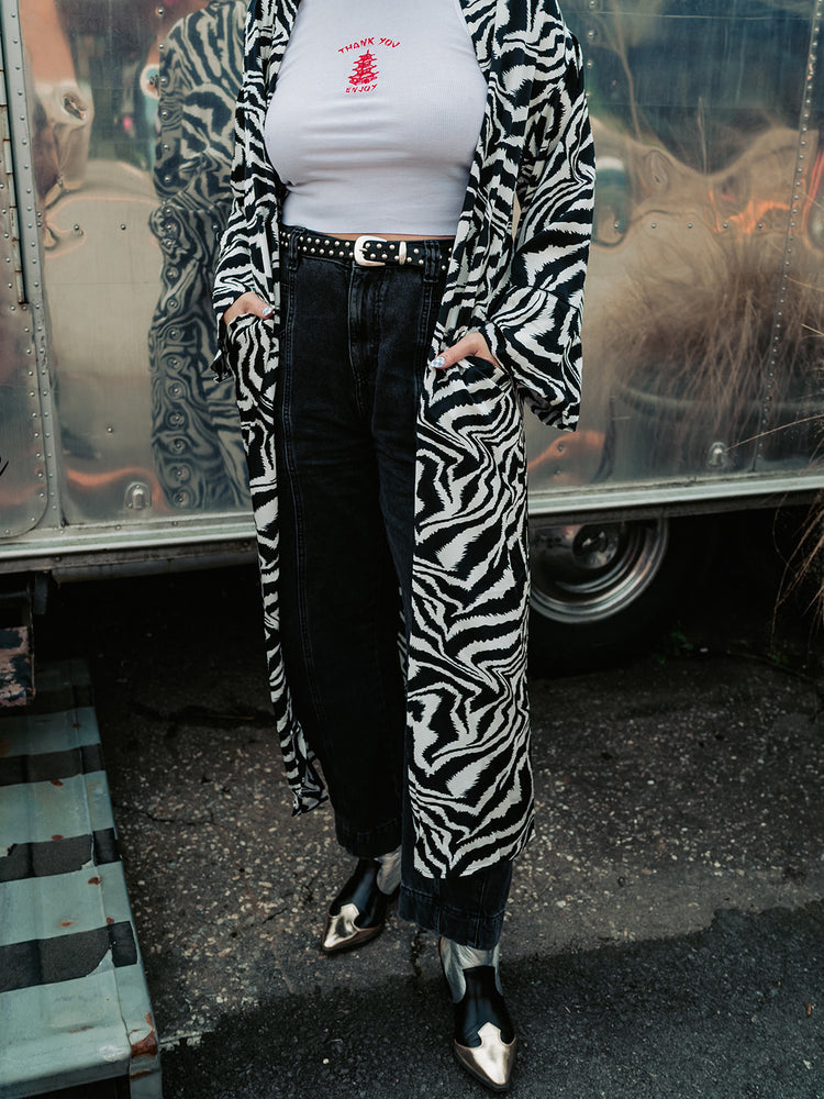 FASHION ICON ZEBRA PRINT DUSTER