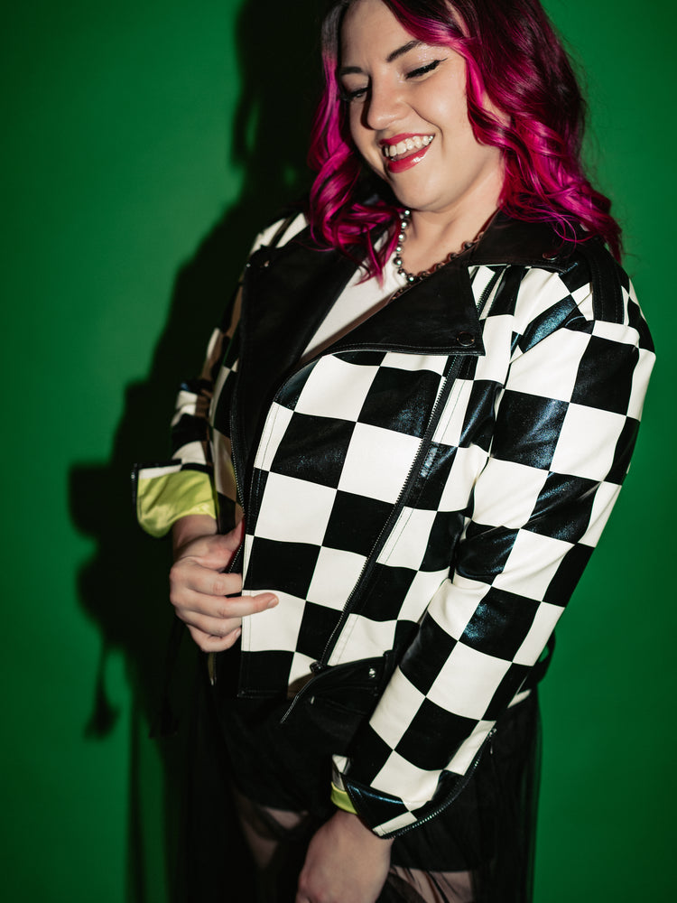*PREORDER* ALORA EDEN EXCLUSIVE: ELECTRIC MISFIT CHECKERED MOTO JACKET S-3XL