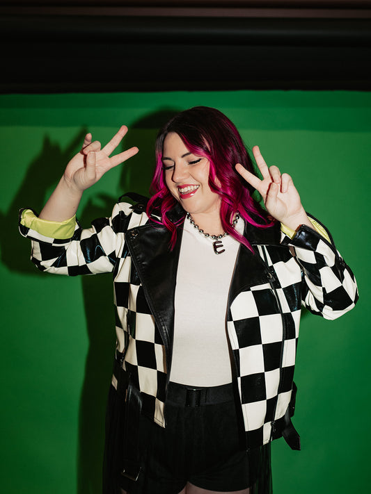 *PREORDER* ALORA EDEN EXCLUSIVE: ELECTRIC MISFIT CHECKERED MOTO JACKET S-3XL
