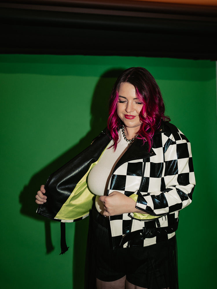 *PREORDER* ALORA EDEN EXCLUSIVE: ELECTRIC MISFIT CHECKERED MOTO JACKET S-3XL