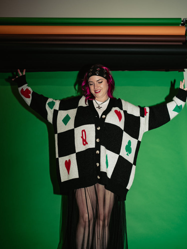 WILD CARD OVERSIZED KNIT CARDIGAN