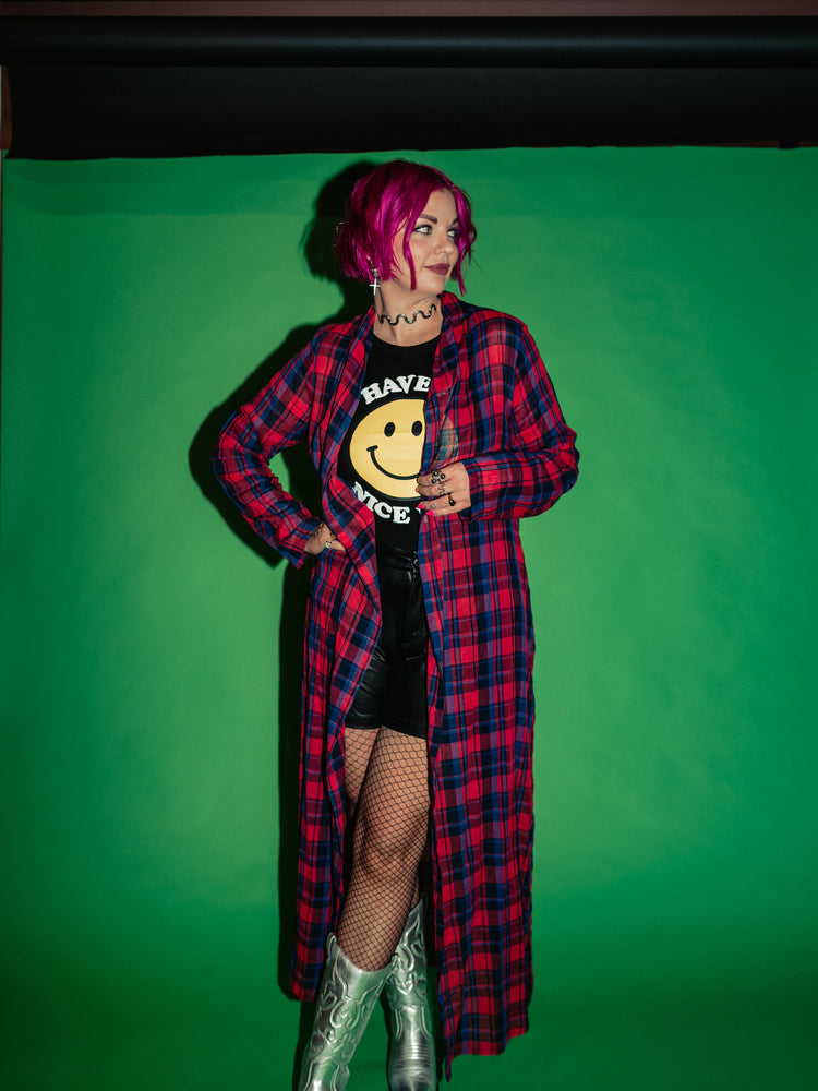 MISFIT BEHAVIOR PLAID DUSTER