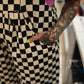 SKATER GIRL WIDE LEG CHECKERED OVERALLS