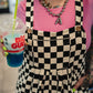 SKATER GIRL WIDE LEG CHECKERED OVERALLS