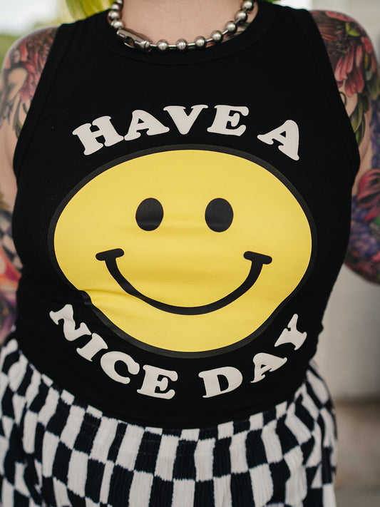 *PREORDER* ALORA EDEN EXCLUSIVE: HAVE A NICE DAY TANK IN BLACK S-3XL