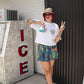 TEENAGE DIRTBAG SPLATTER PAINT DENIM SKORT