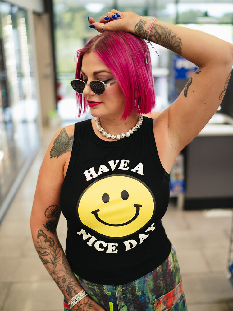 *PREORDER* ALORA EDEN EXCLUSIVE: HAVE A NICE DAY TANK IN BLACK S-3XL