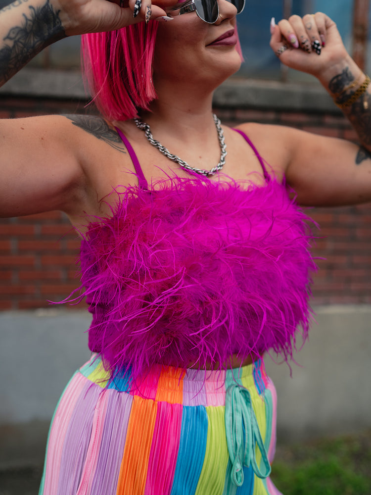 ELECTRIC ENERGY FEATHER TRIM TOP
