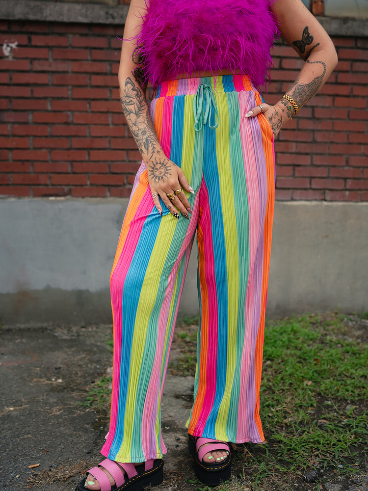 *PREORDER* ALORA EDEN EXCLUSIVE: RAINBOW RIOT PLISSE PANTS S-3XL