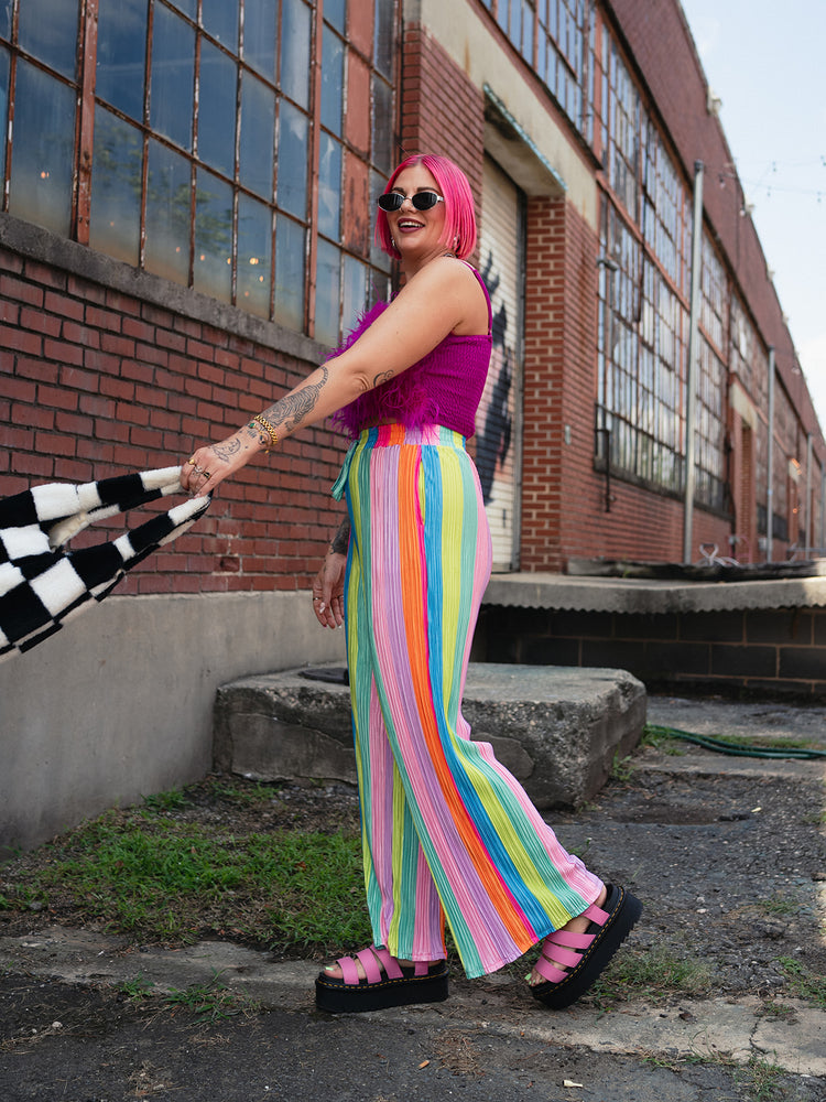 *PREORDER* ALORA EDEN EXCLUSIVE: RAINBOW RIOT PLISSE PANTS S-3XL
