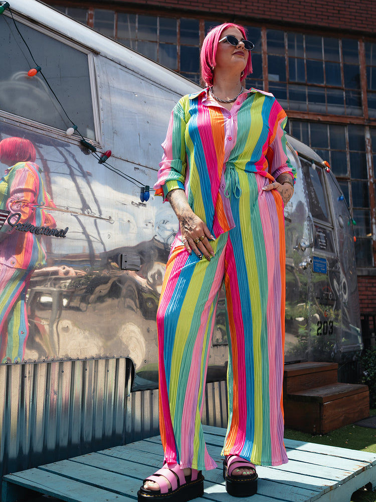*PREORDER* ALORA EDEN EXCLUSIVE: RAINBOW RIOT PLISSE PANTS S-3XL