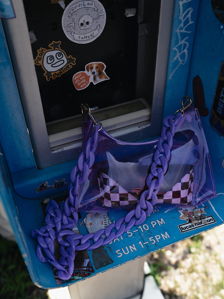 BACKSTAGE PASS CLEAR CONCERT BAG IN PURPLE