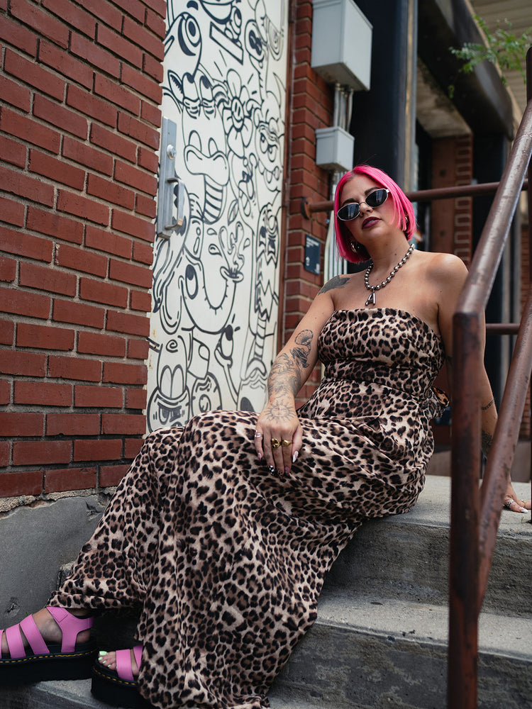 NO APOLOGIES LEOPARD PRINT WIDE LEG JUMPSUIT