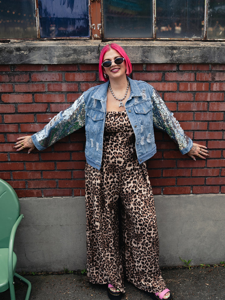 NO APOLOGIES LEOPARD PRINT WIDE LEG JUMPSUIT