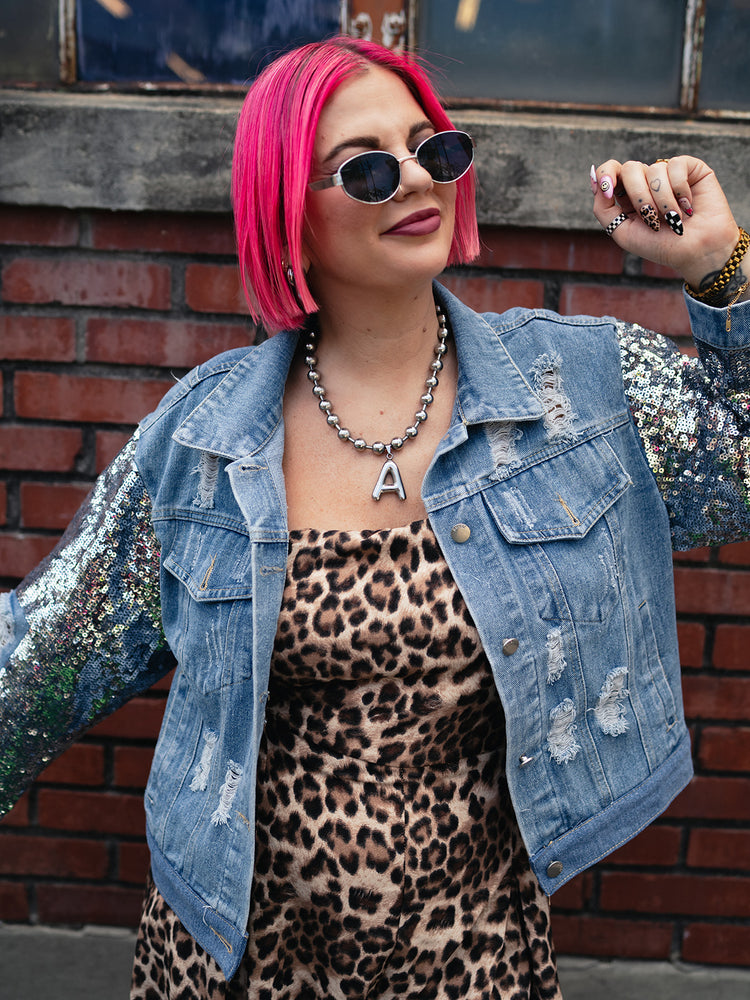 DISCO REBEL DISTRESSED DENIM JACKET